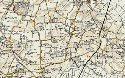 Old map of Toft Monks in 1901-1902