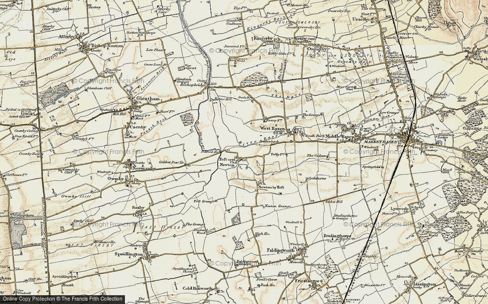 Old Map of Toft next Newton, 1903 in 1903
