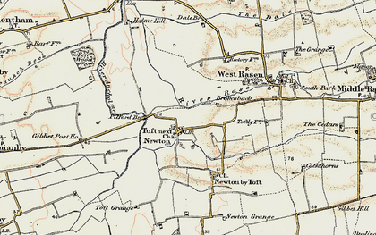 Old map of Toft next Newton in 1903