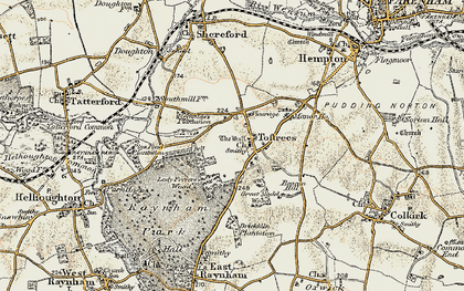 Old map of Toftrees in 1901-1902