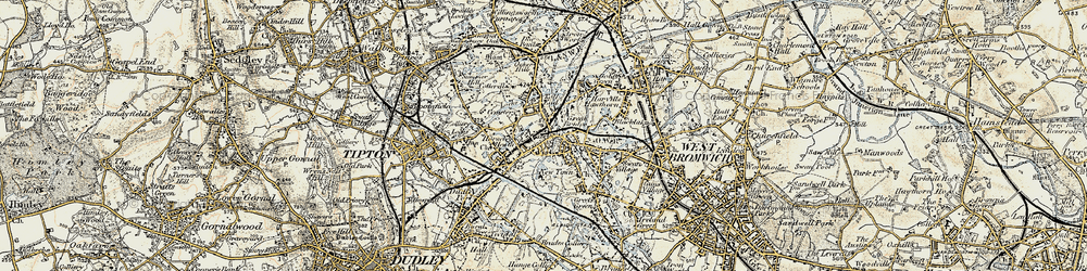Old map of Toll End in 1902