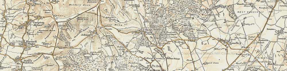 Old map of Tollard Royal in 1897-1909