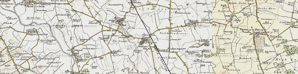 Old map of Tollerton in 1903-1904