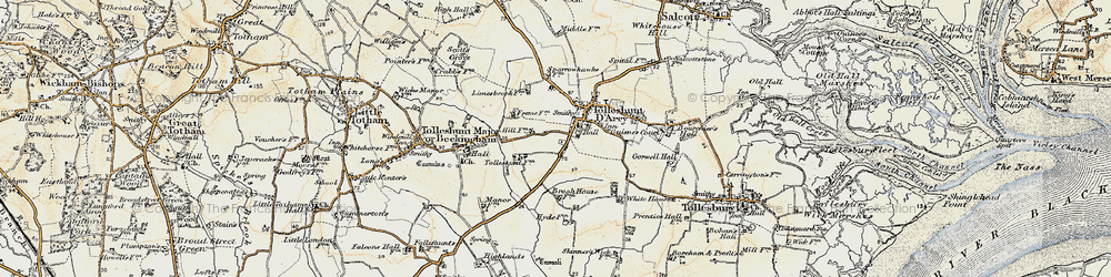 Old map of Tolleshunt D'Arcy in 1898