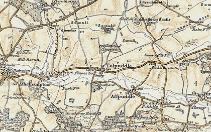 Old map of Tolpuddle in 1897-1909