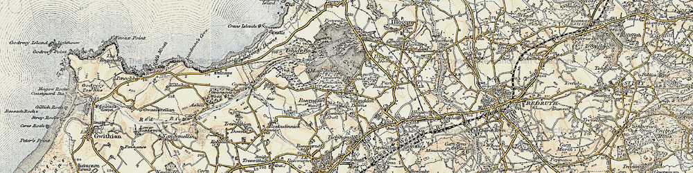 Old map of Tolvaddon Downs in 1900