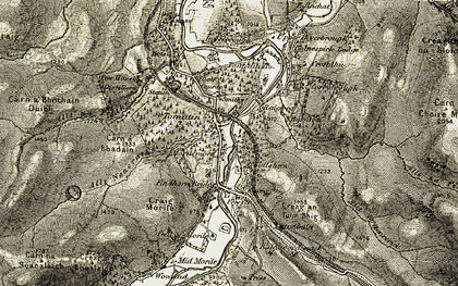 Old map of Tom nan Cliath in 1908-1912