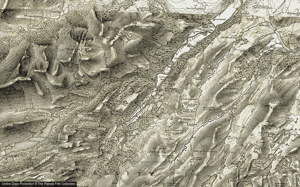 Old Map of Historic Map covering Balcladaich in 1908-1912
