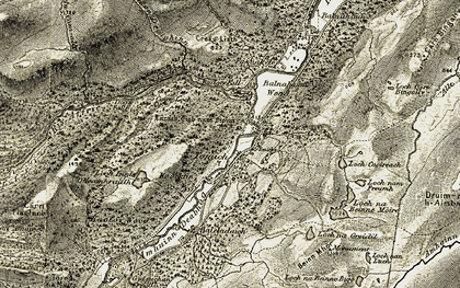 Old map of Allt Innis an Droighinn in 1908-1912