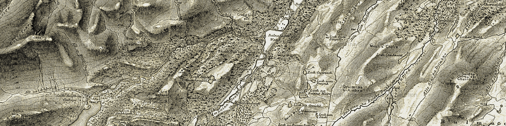 Old map of Allt Innis an Droighinn in 1908-1912