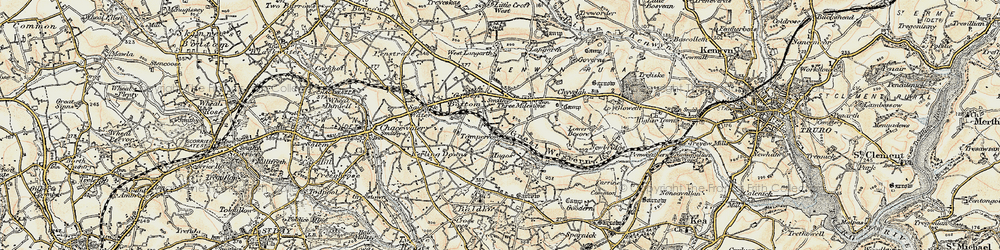 Old map of Langarth in 1900