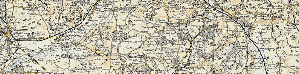 Old map of Argoed in 1899-1900