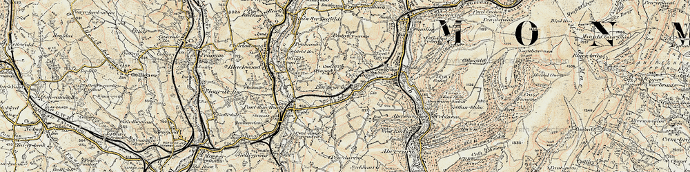 Old map of Ton-y-pistyll in 1899-1900
