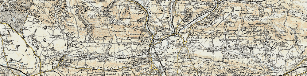 Old map of Tondu in 1900