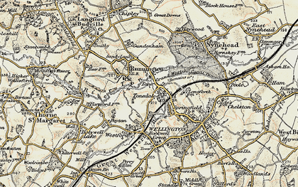 Old map of Tonedale in 1898-1900