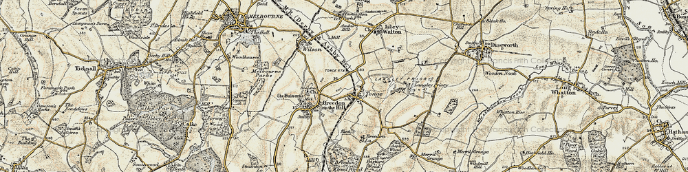 Old map of Langley Priory in 1902-1903