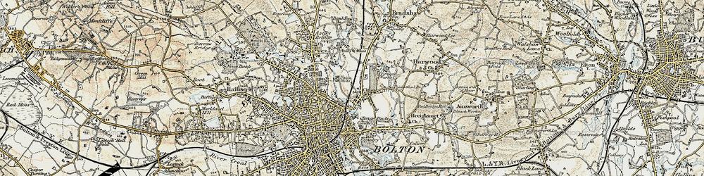 Old map of Tonge Moor in 1903