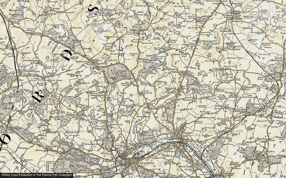 Old Map of Tonwell, 1898-1899 in 1898-1899