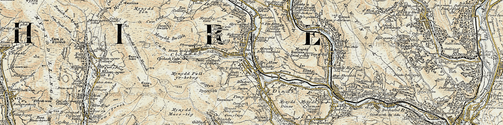 Old map of Tonypandy in 1899-1900