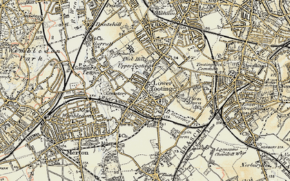 Old map of Tooting in 1897-1909
