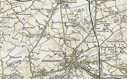 Old map of Top of Hebers in 1903