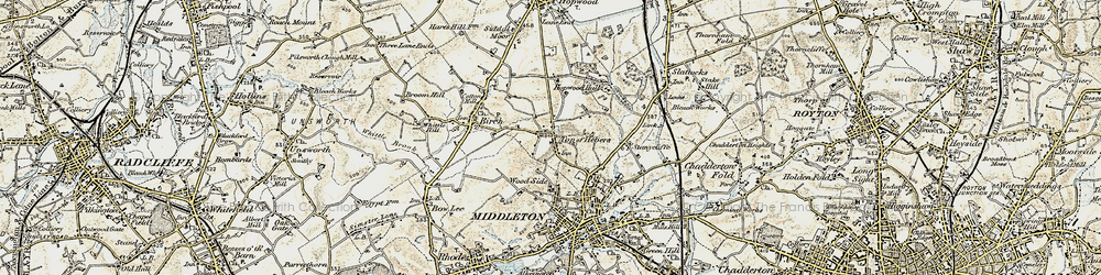 Old map of Top of Hebers in 1903