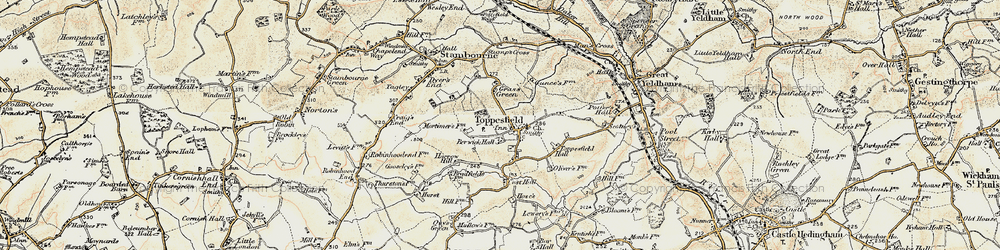 Old map of Toppesfield in 1898-1901