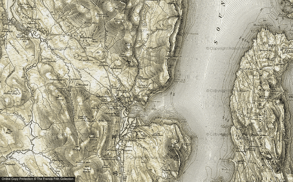 Old Map of Historic Map covering Bealach Cumhang in 1908-1909