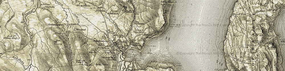 Old map of Bealach Cumhang in 1908-1909