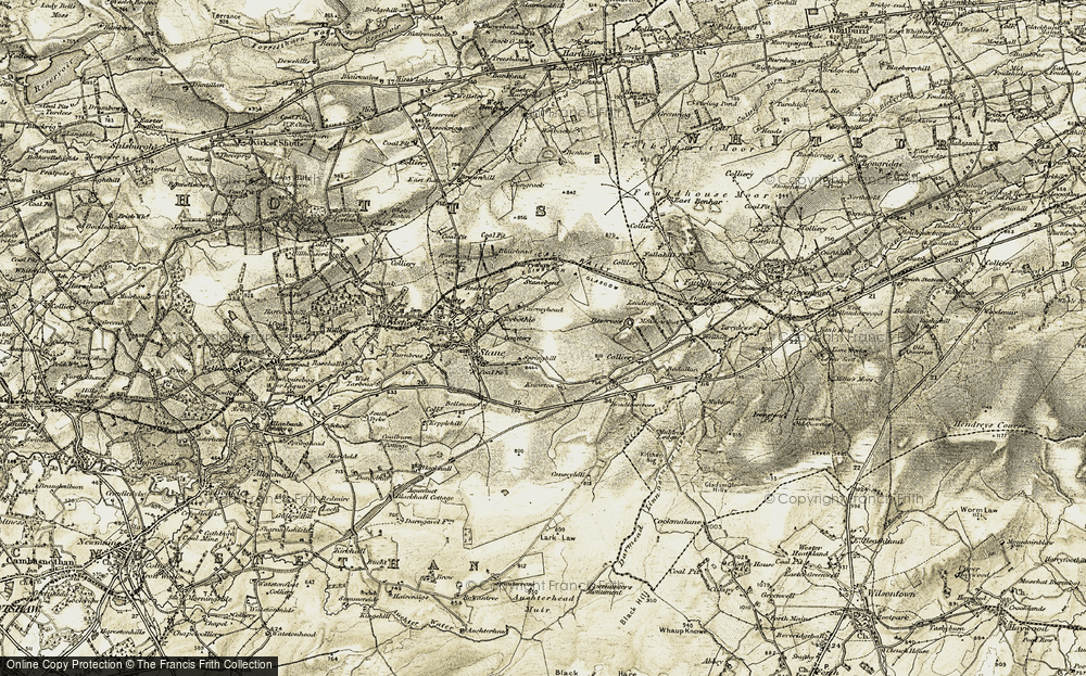 Old Map of Historic Map covering Lingore Linn in 1904-1905