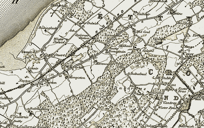 Old map of Wester Dalziel in 1911-1912