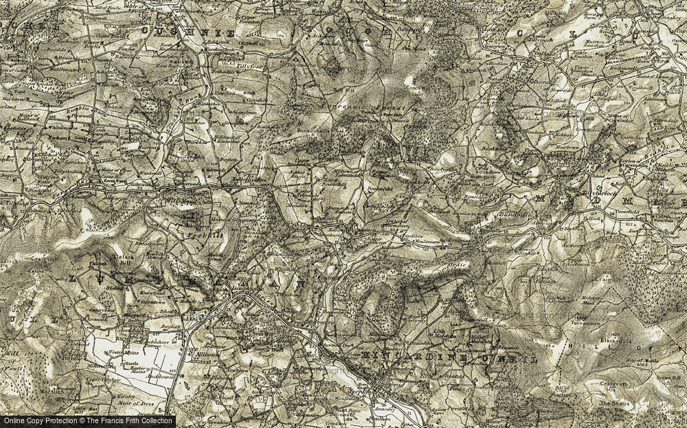 Old Map of Historic Map covering Wester Tolmauds in 1908-1909