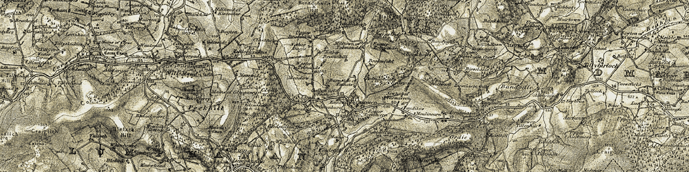 Old map of Baudygaun in 1908-1909