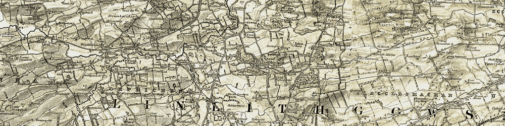 Old map of Brunton Burn in 1904