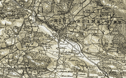 Old map of Tillyneckle in 1908-1909