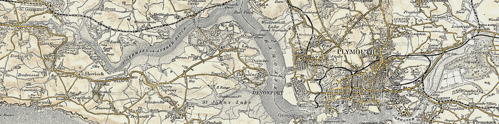 Old map of Torpoint in 1899-1900