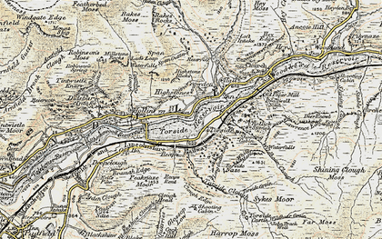 Old map of Torside Reservoir in 1903