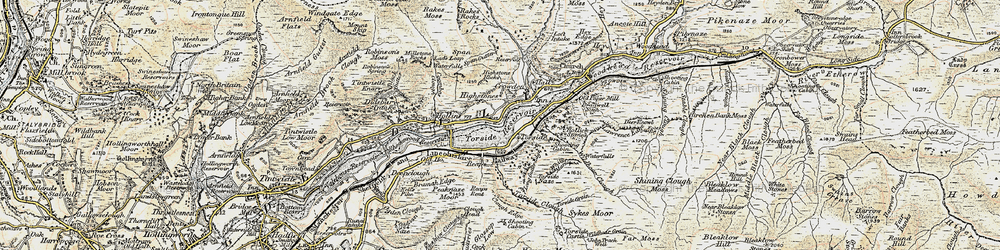Old map of Torside Reservoir in 1903