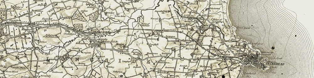 Old map of Torterston in 1909-1910