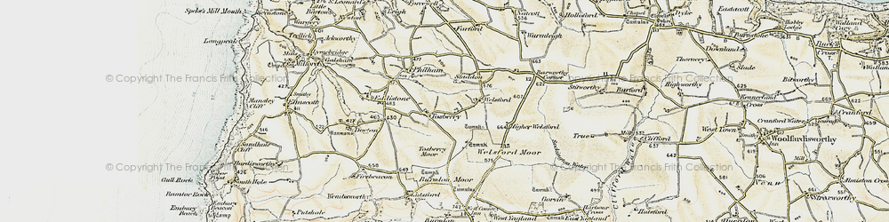 Old map of Tosberry in 1900