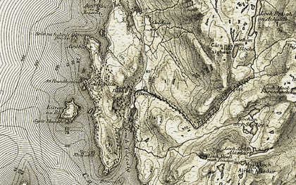 Old map of An Ruadh-Eilean in 1908-1909
