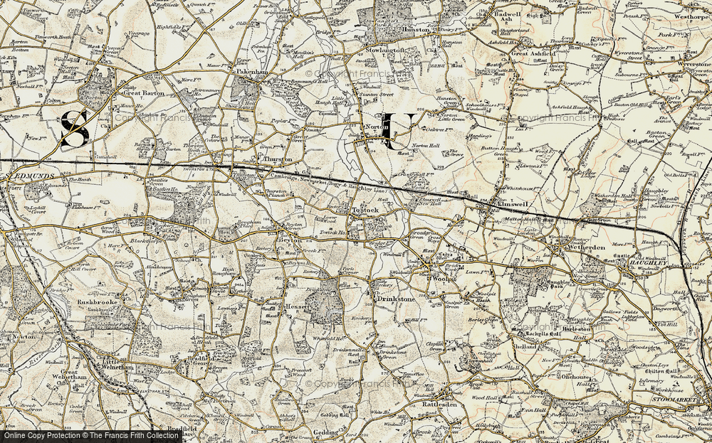 Old Map of Tostock, 1899-1901 in 1899-1901