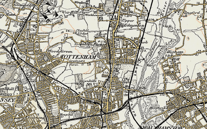 Old map of Tottenham in 1897-1898