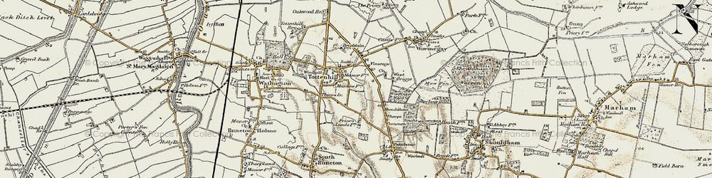 Old map of Tottenhill in 1901-1902