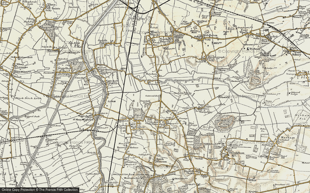 Old Map of Tottenhill Row, 1901-1902 in 1901-1902