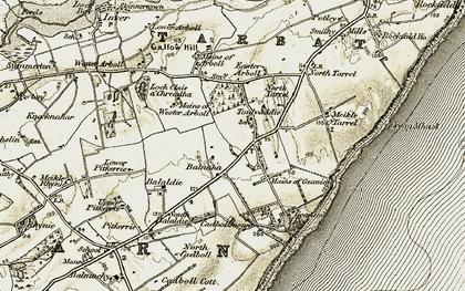 Old map of Toulvaddie in 1911-1912