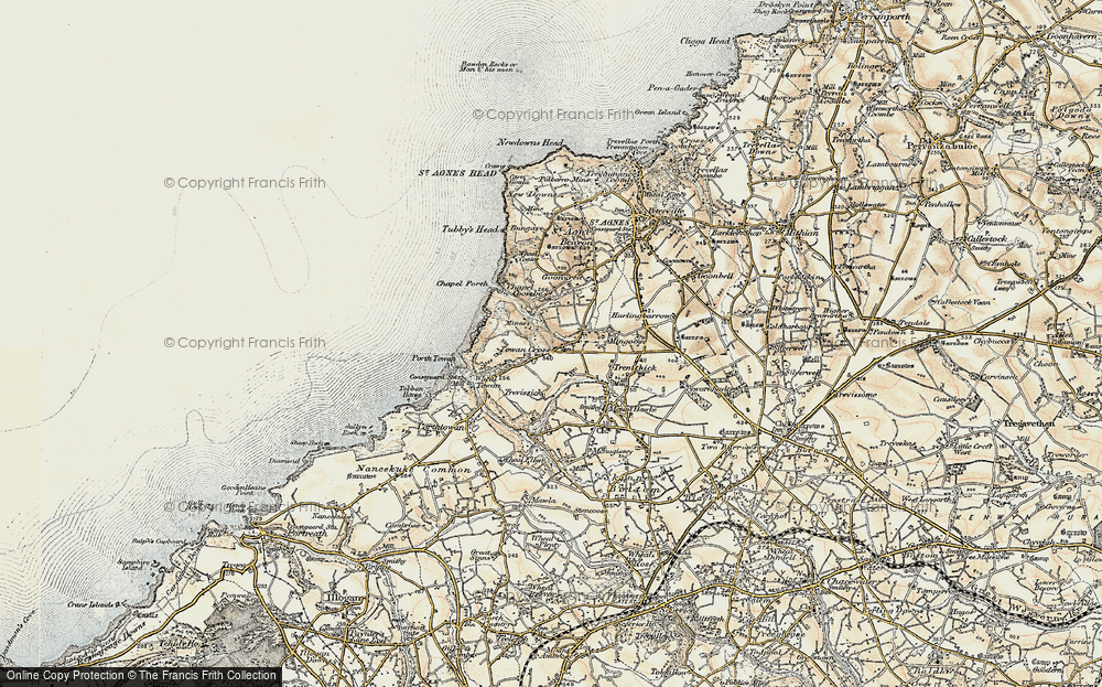 Old Map of Towan Cross, 1900 in 1900