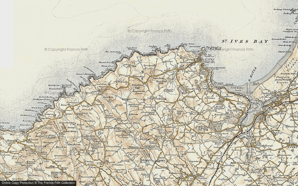 Old Map of Historic Map covering Beagletodn Downs in 1900