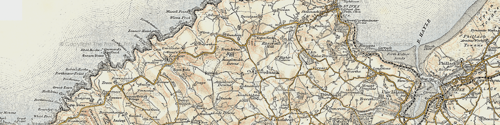 Old map of Towednack in 1900