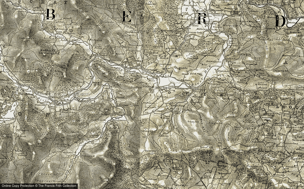 Old Map of Historic Map covering Bluemill in 1908-1909